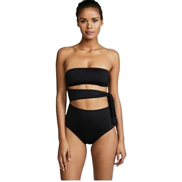 Proenza Shoulder Black Bandeau Side Tie One Piece Swimsuit Size XS - Picture 1 of 9